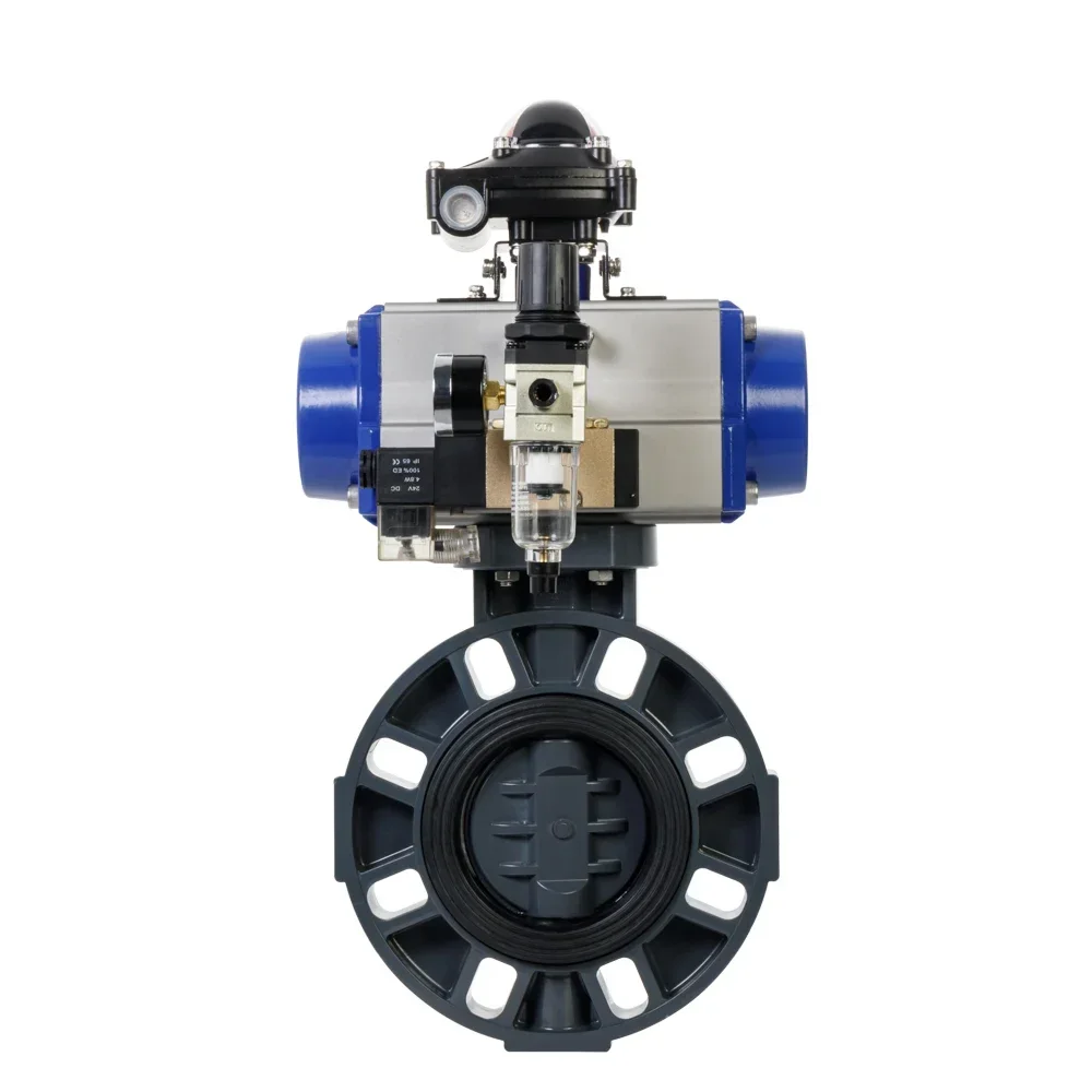 van bướm nhựa pvc điều khiển khí nén van bướm nhựa pvc điều khiển khí nén
